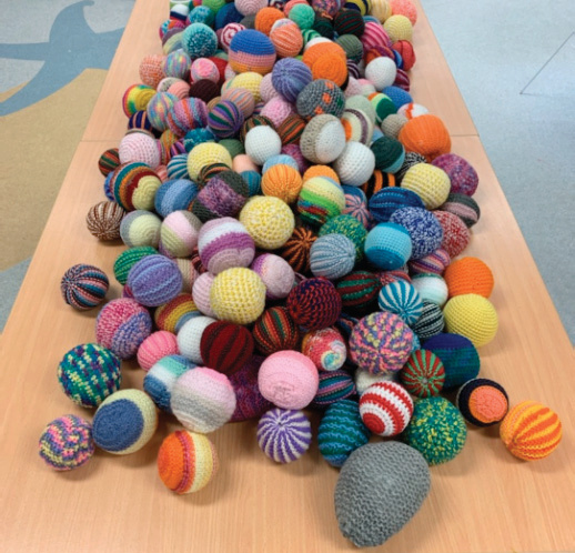 CWA crochet softballs for hospital donation