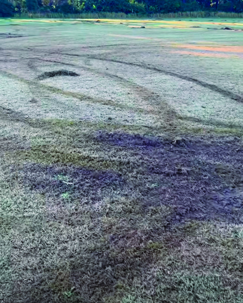 Deep scars gouged into the Neill Park playing field