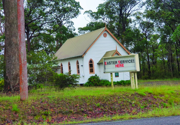 The Mangrove Mountain Union Church sign as it was