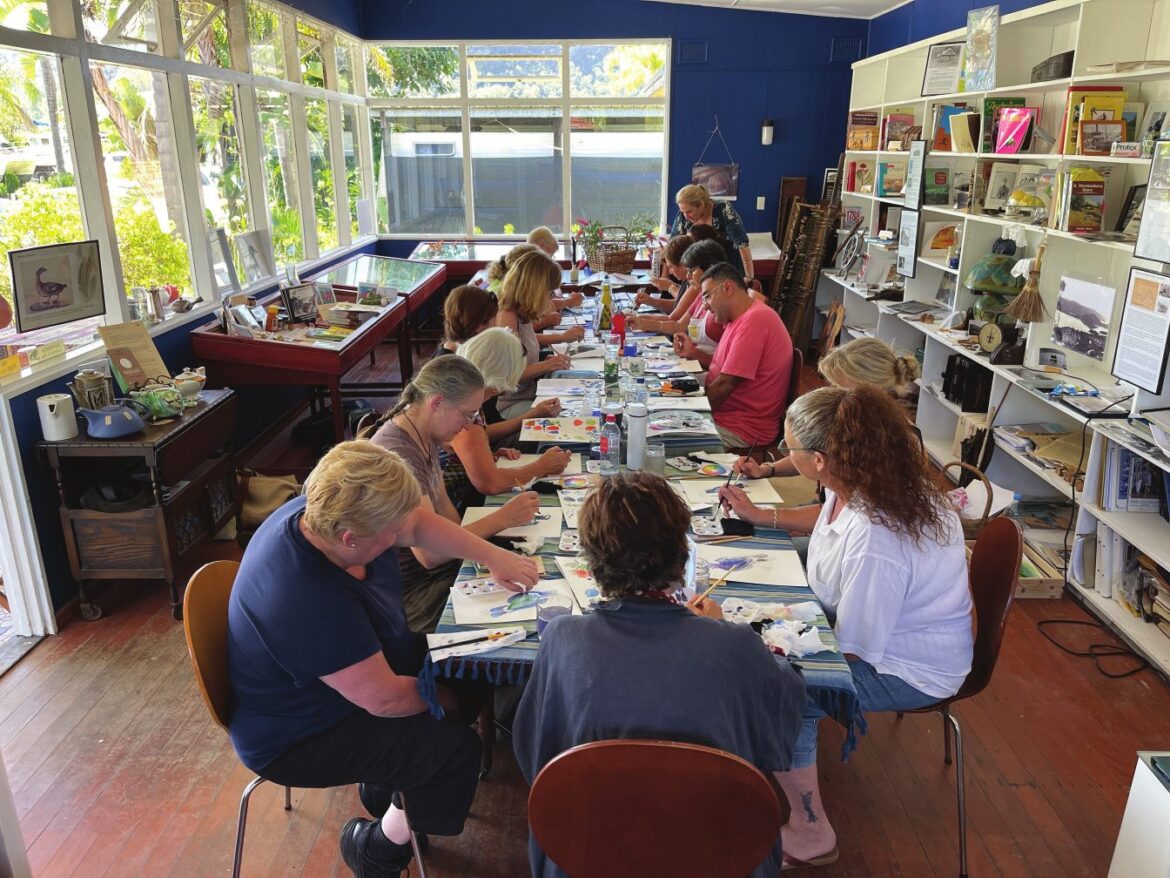 A watercolour workshop in progress